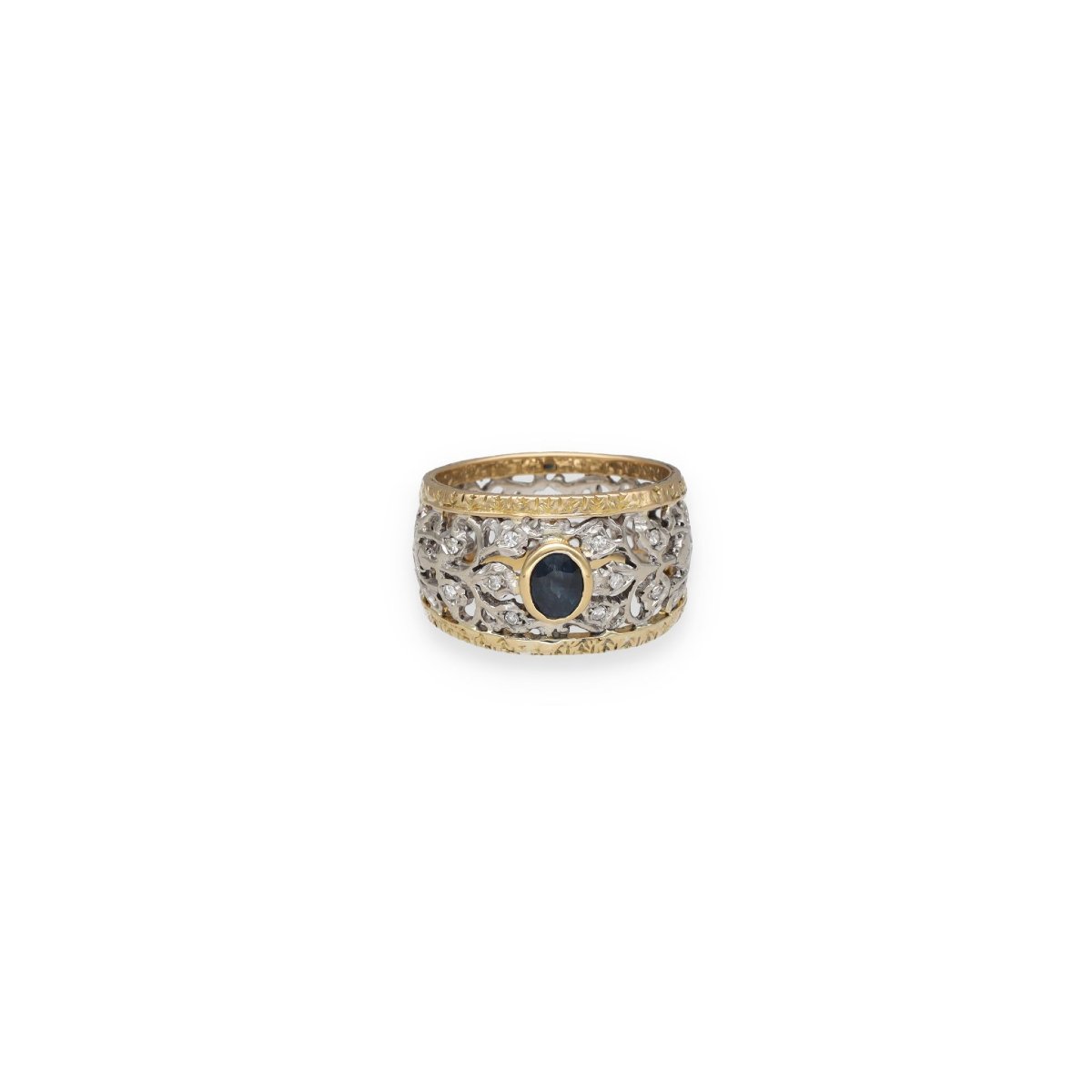 Bague bandeau saphir diamants.