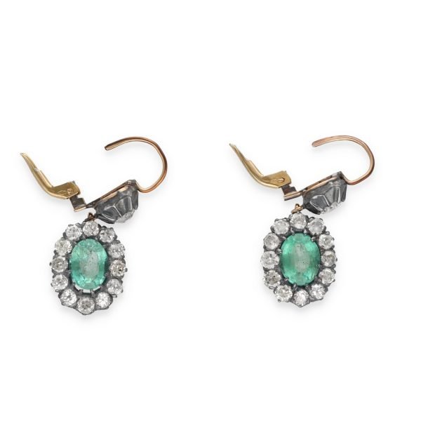Parure du XIX ème siècle, émeraudes diamants en or et argent-photo-4