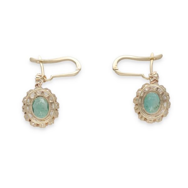Boucles d’oreilles dormeuses émeraudes et diamants-photo-2