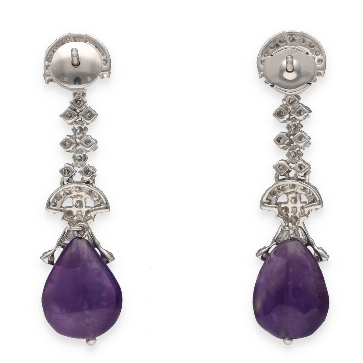 Boucles d’oreilles diamants et améthystes-photo-2
