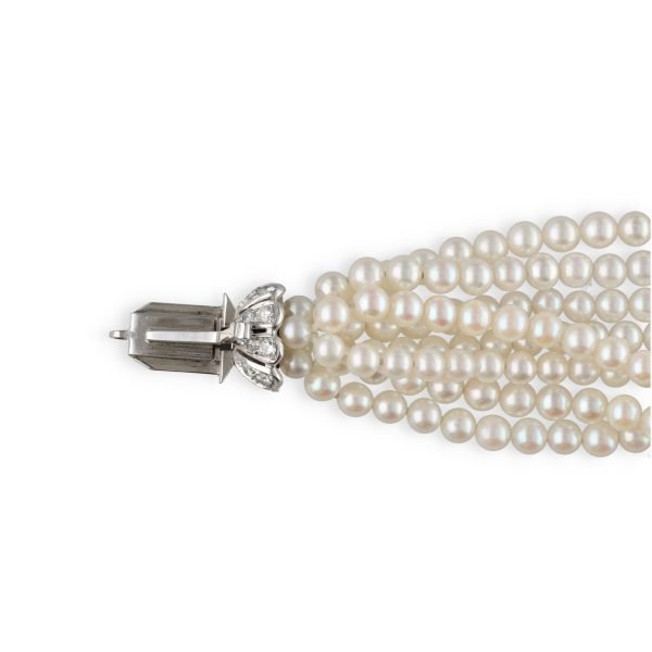 Bracelet perle et fermoir en diamants-photo-3