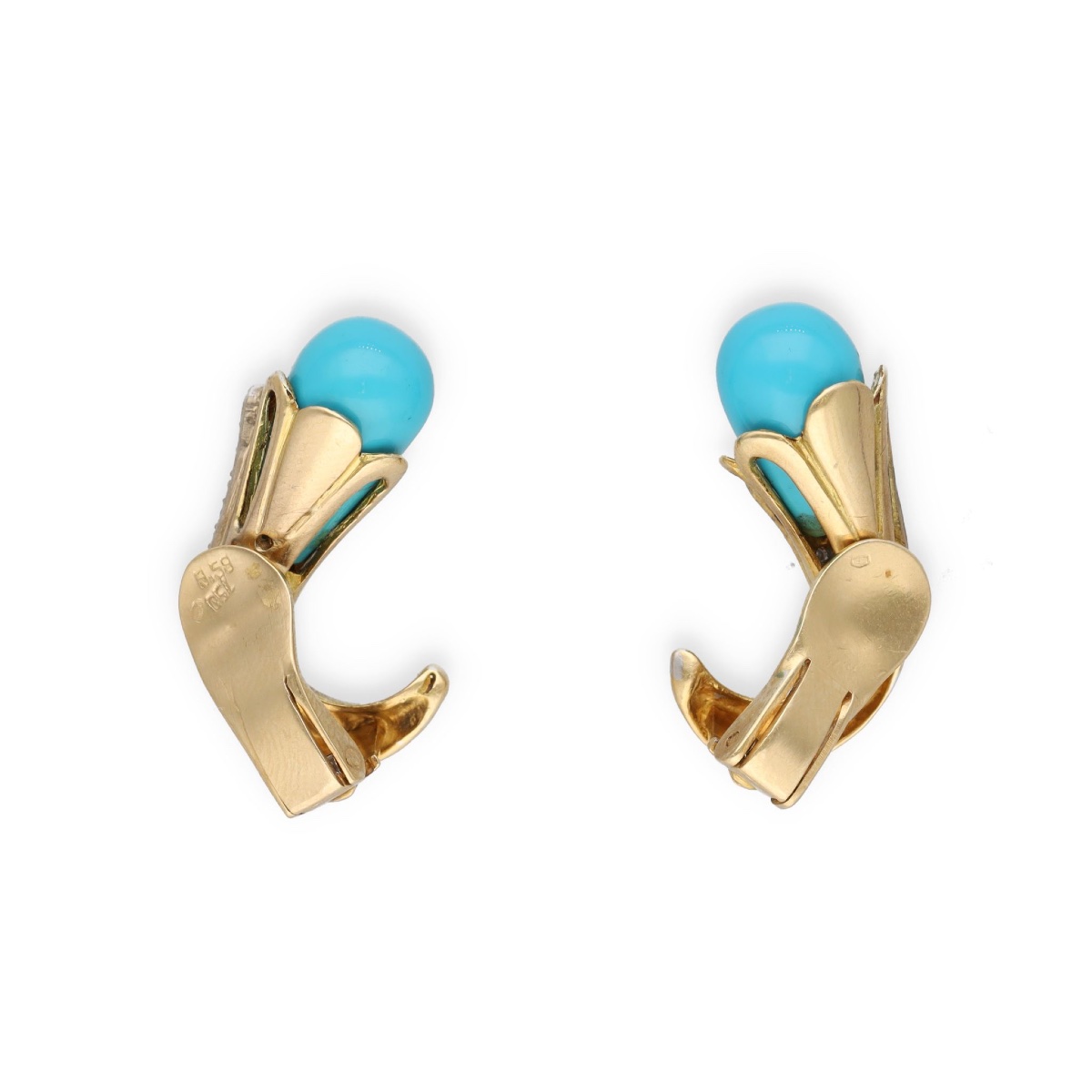 Boucles d’oreilles turquoises gouttes et diamants-photo-3