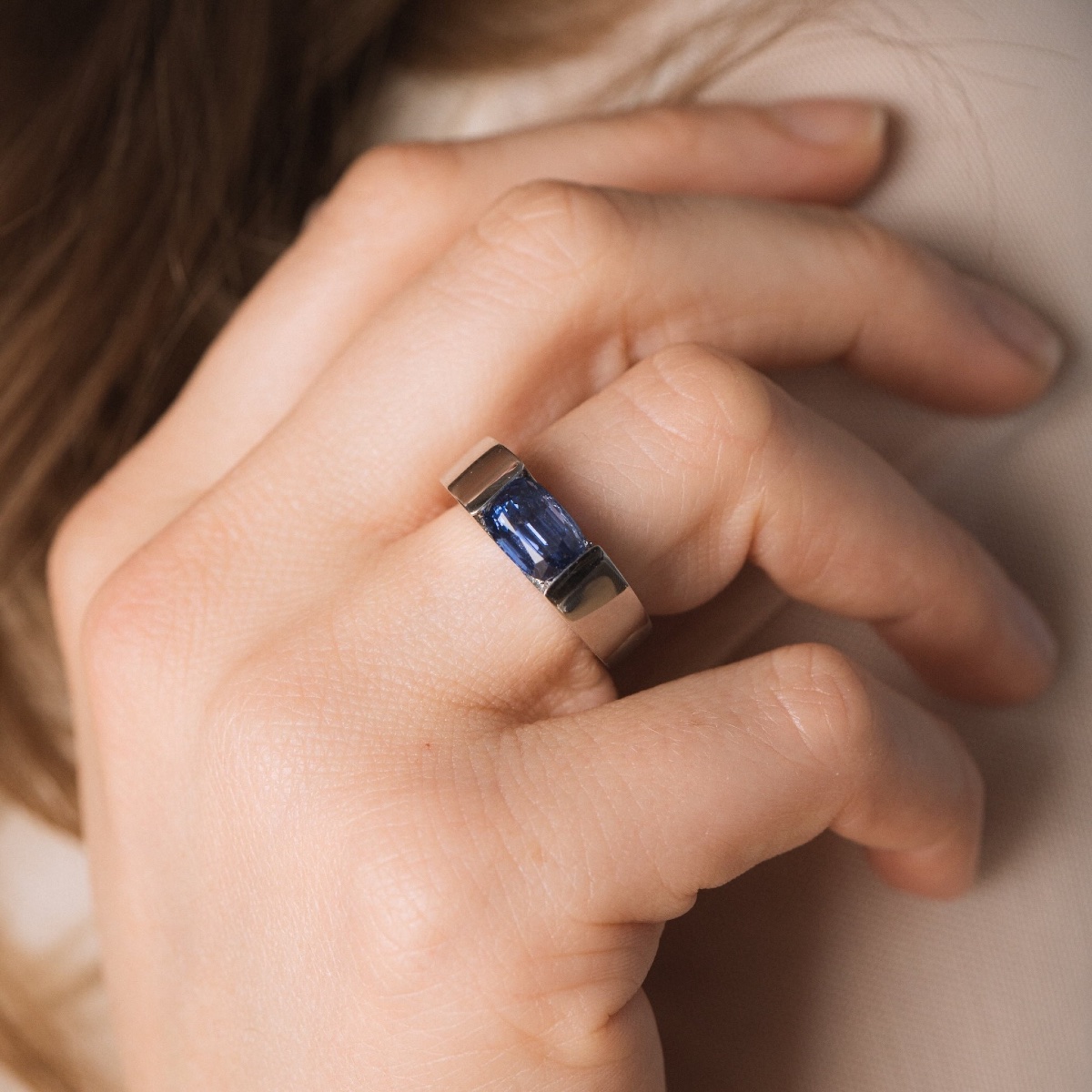  Bague saphir de Ceylan non chauffé