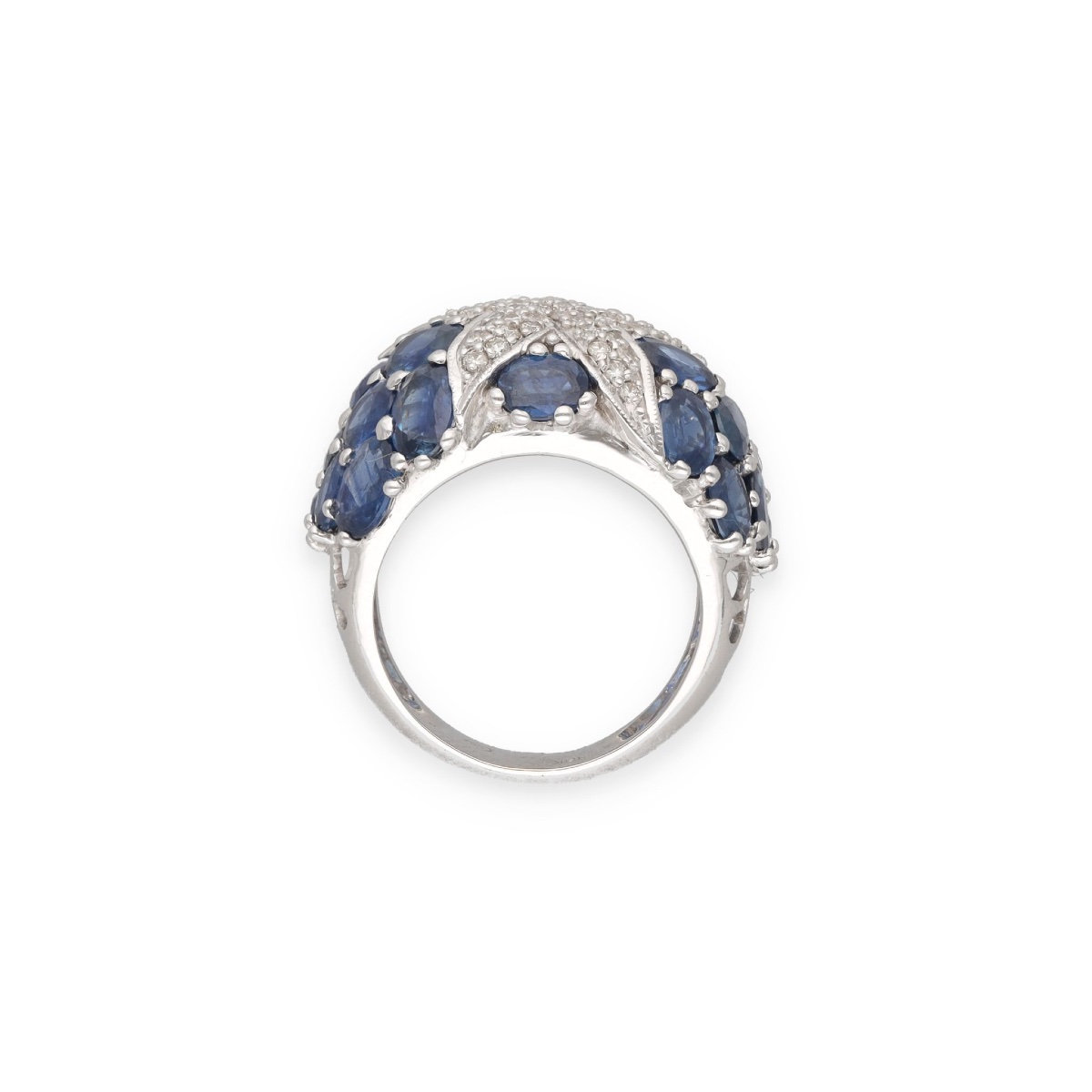Dome-shaped Star Ring With Diamonds And Ceylon Sapphires-photo-4