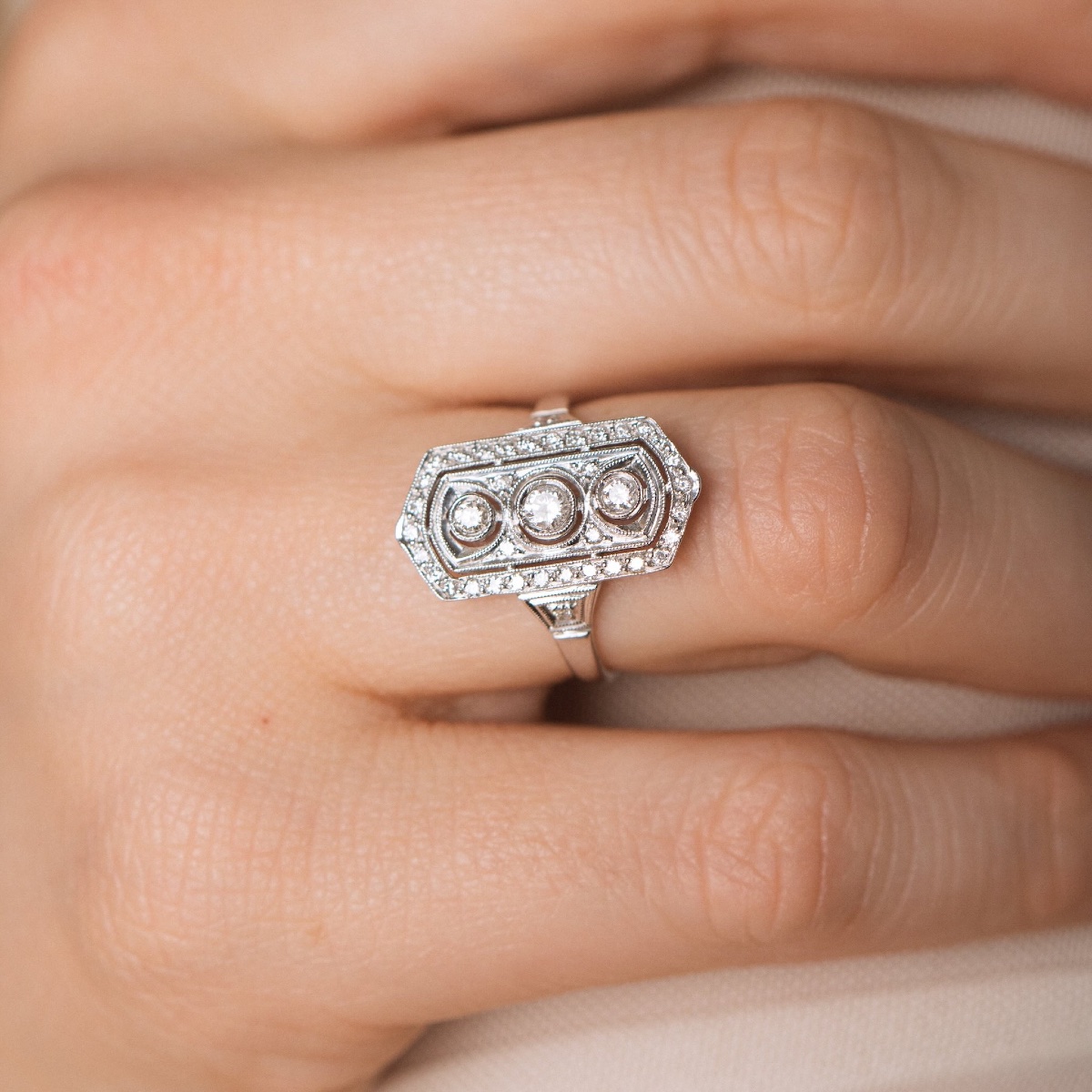  Bague marquise diamants