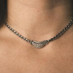 Collier diamants en or blanc