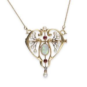 Art Nouveau Brooch Necklace