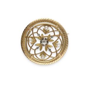  Broche 1900 perles fines et diamants