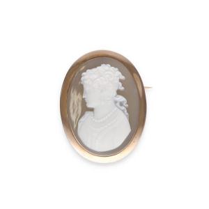  Rose Gold Agate Cameo Brooch Pendant