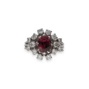 Bague rubis diamants en or blanc