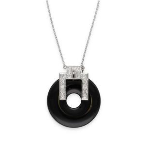 Art Deco Onyx And Diamond Necklace