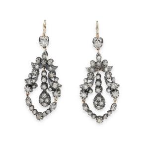 Boucles d’oreilles XIX ème en diamants
