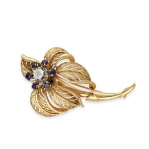Sapphire And Diamond Brooch