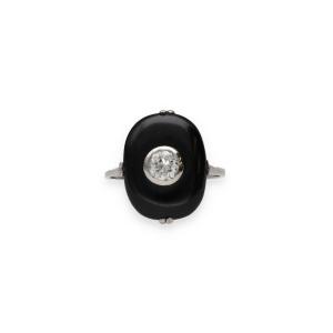 Art Deco Onyx And Diamond Ring