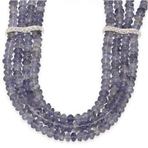 Collier quatre rangs de cordiérites