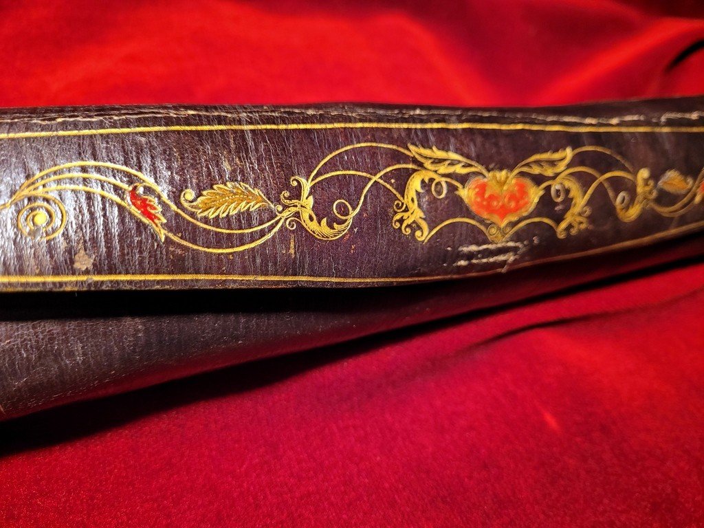 &quot; Ecritoire Rouleau de Voyage &quot;en marocain noir dor&eacute; aux petits fers - Susses fr&egrave;res Paris 1800-photo-2