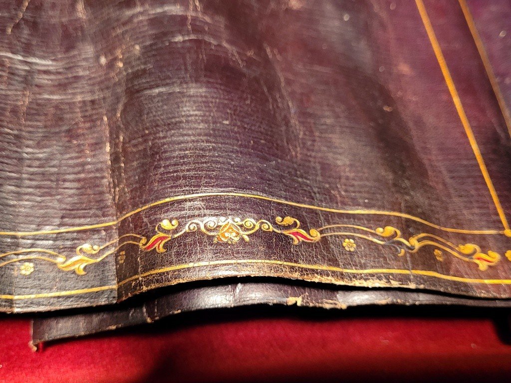&quot; Ecritoire Rouleau de Voyage &quot;en marocain noir dor&eacute; aux petits fers - Susses fr&egrave;res Paris 1800-photo-4