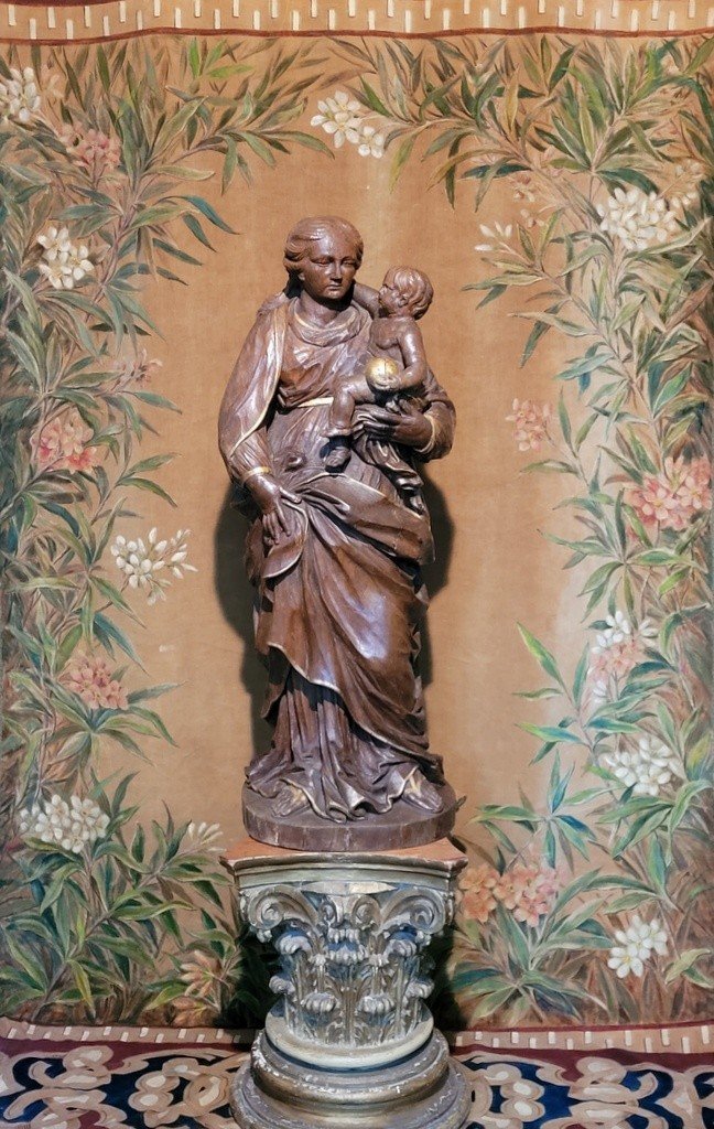  Importante Sculpture &quot; Vierge &agrave; l'enfant &quot; Ecole Hollandaise - XVIIe Si&egrave;cle-photo-2