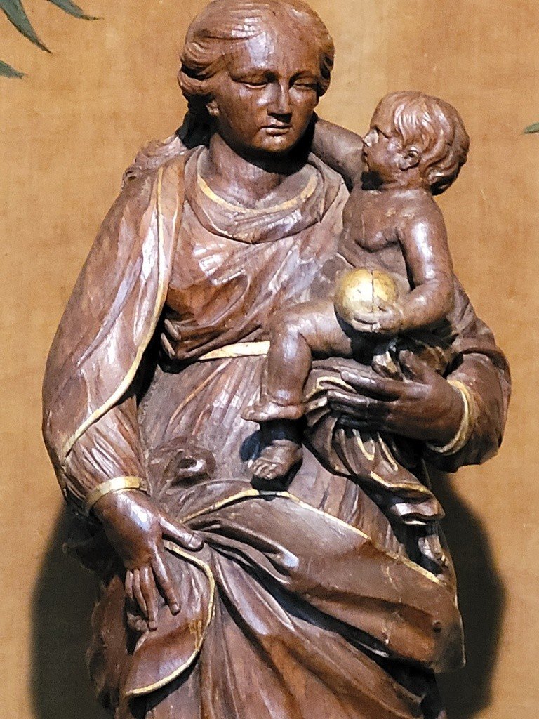  Importante Sculpture &quot; Vierge &agrave; l'enfant &quot; Ecole Hollandaise - XVIIe Si&egrave;cle-photo-4