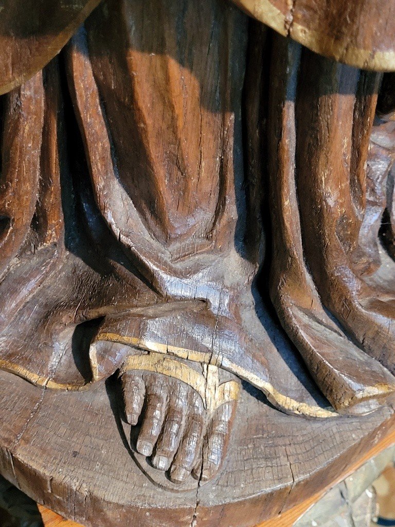  Importante Sculpture &quot; Vierge &agrave; l'enfant &quot; Ecole Hollandaise - XVIIe Si&egrave;cle-photo-5