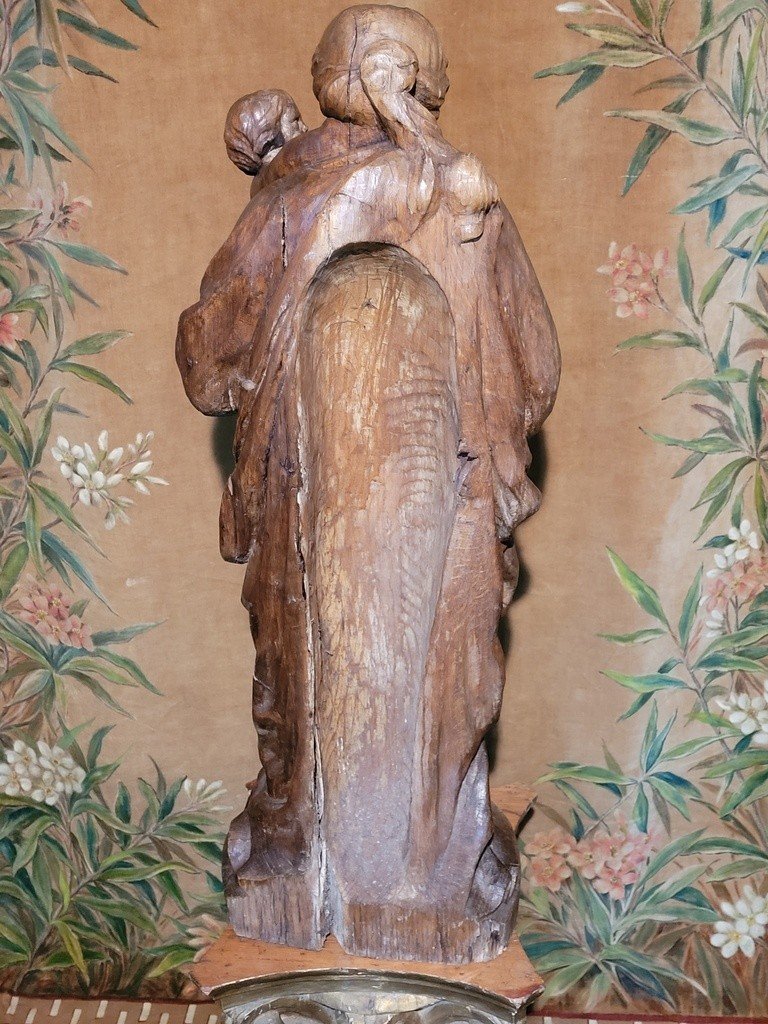  Importante Sculpture &quot; Vierge &agrave; l'enfant &quot; Ecole Hollandaise - XVIIe Si&egrave;cle-photo-7