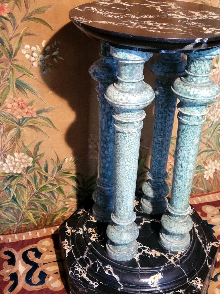  Sellette en bois peint Faux Marbre - Fin XVIIIe - D&eacute;but XIXe Si&egrave;cle -photo-3