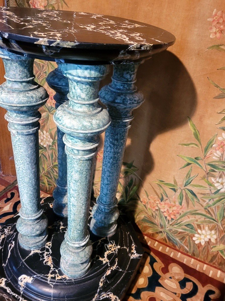  Sellette en bois peint Faux Marbre - Fin XVIIIe - D&eacute;but XIXe Si&egrave;cle -photo-4