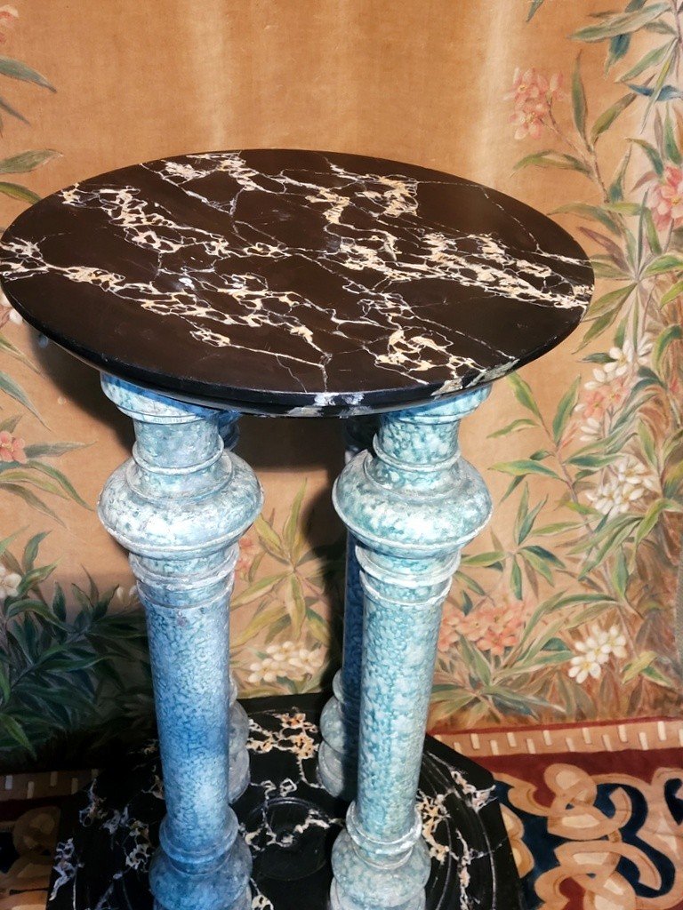 Sellette en bois peint Faux Marbre - Fin XVIIIe - D&eacute;but XIXe Si&egrave;cle -photo-1