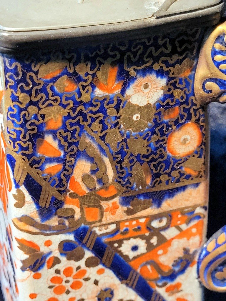 Imari Porcelain Water Pitcher - Antique 1890 Ridgways Old Derby England-photo-2