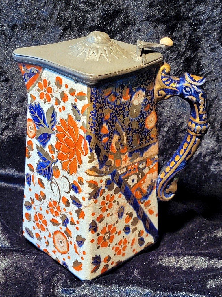 Imari Porcelain Water Pitcher - Antique 1890 Ridgways Old Derby England