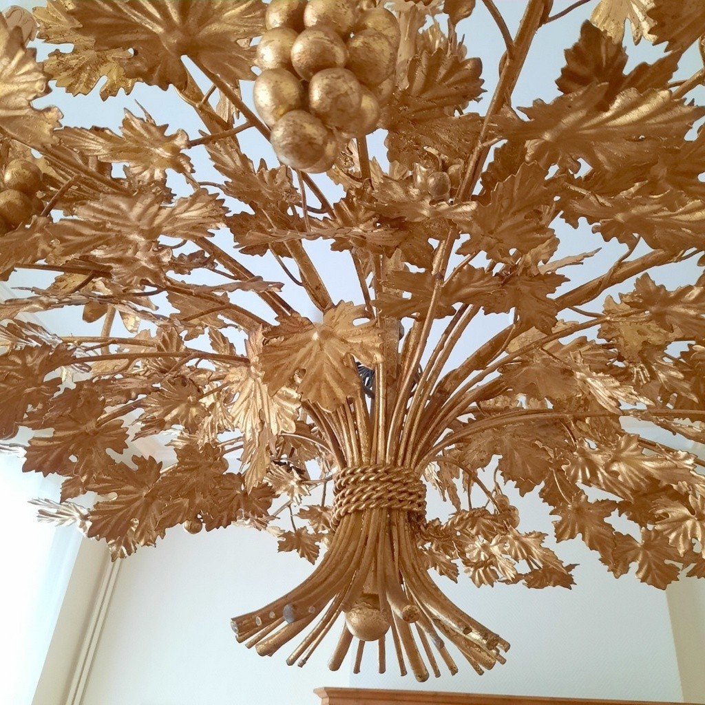 Tr&egrave;s Important Lustre dor&eacute;  8 flammes  - Maison Boucicaut Paris-photo-2
