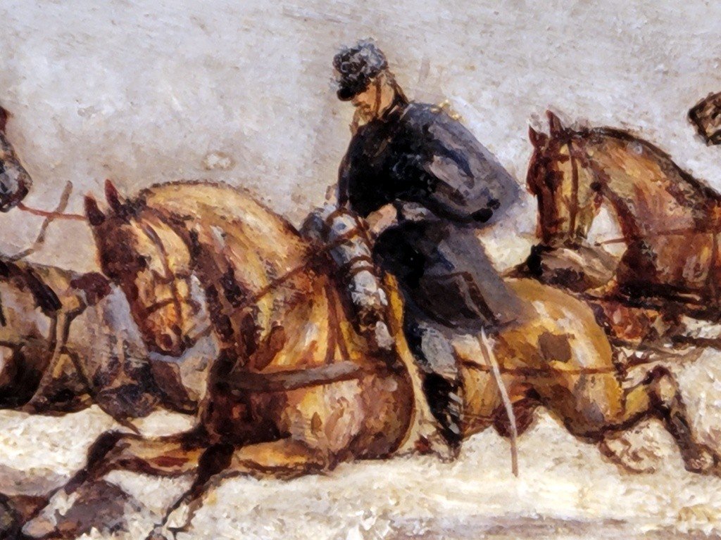  Charles Pellegrin &quot; Sc&egrave;ne de Bataille de 1870 &quot; Huile sur panneau sign&eacute;e-photo-4