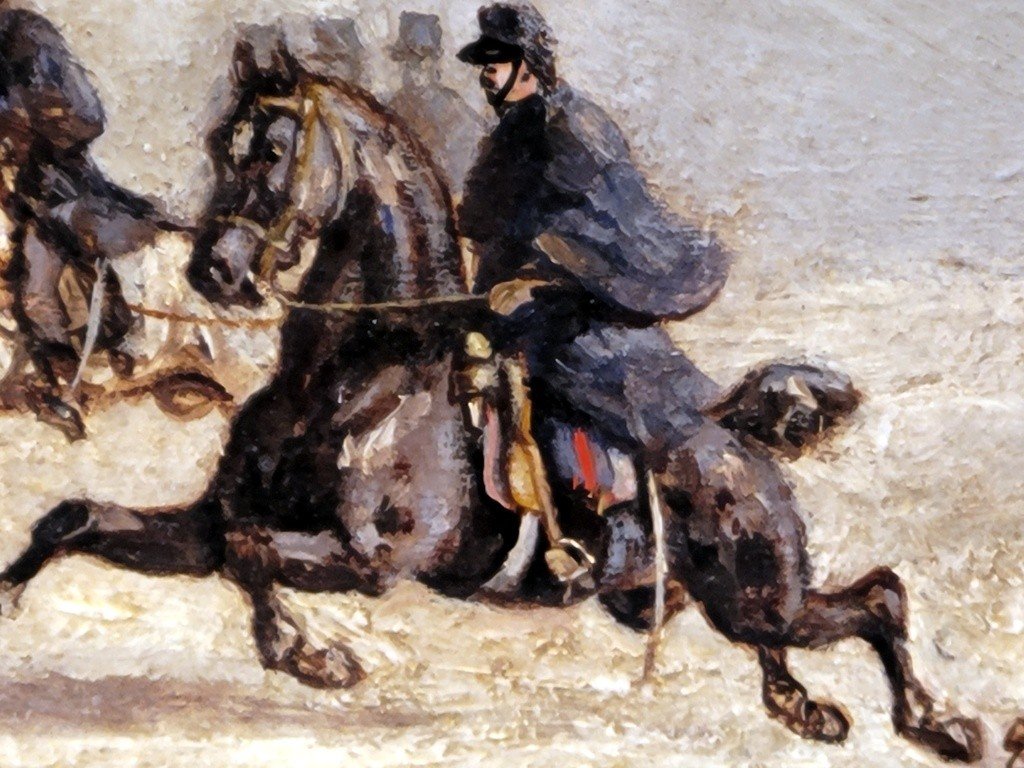  Charles Pellegrin &quot; Sc&egrave;ne de Bataille de 1870 &quot; Huile sur panneau sign&eacute;e-photo-1