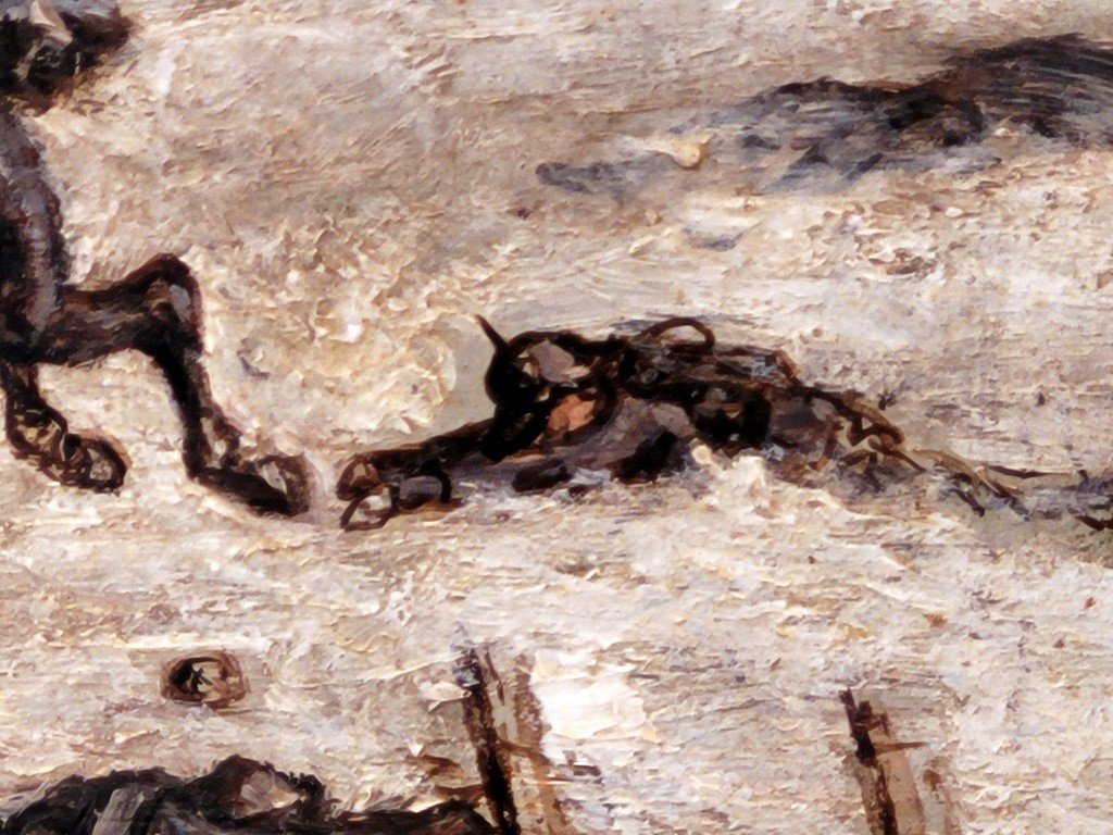  Charles Pellegrin &quot; Sc&egrave;ne de Bataille de 1870 &quot; Huile sur panneau sign&eacute;e-photo-3