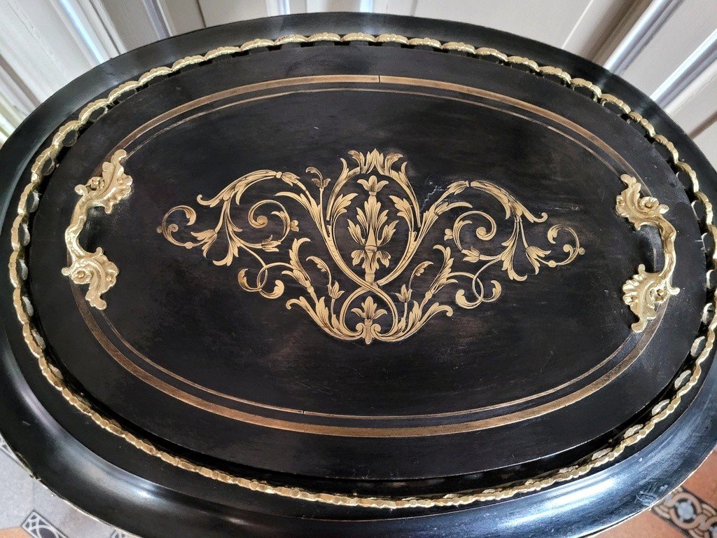  Travailleuse  Marqueterie Boulle  - Napol&eacute;on III   Fin XIXe Si&egrave;cle -photo-2