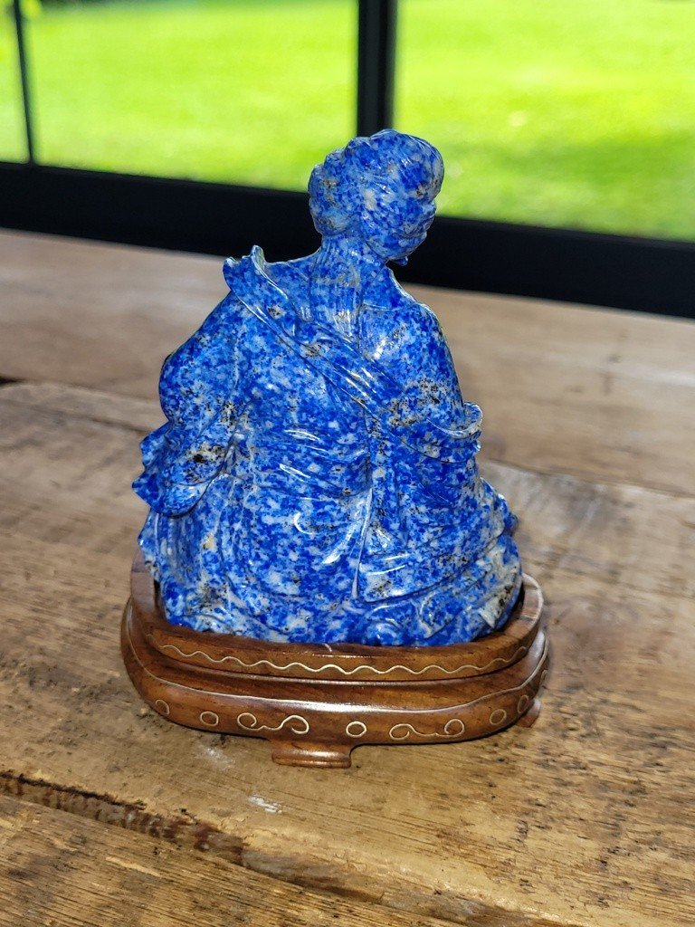 Lapis Lazuli "japanese Flower" Sculpture-photo-2