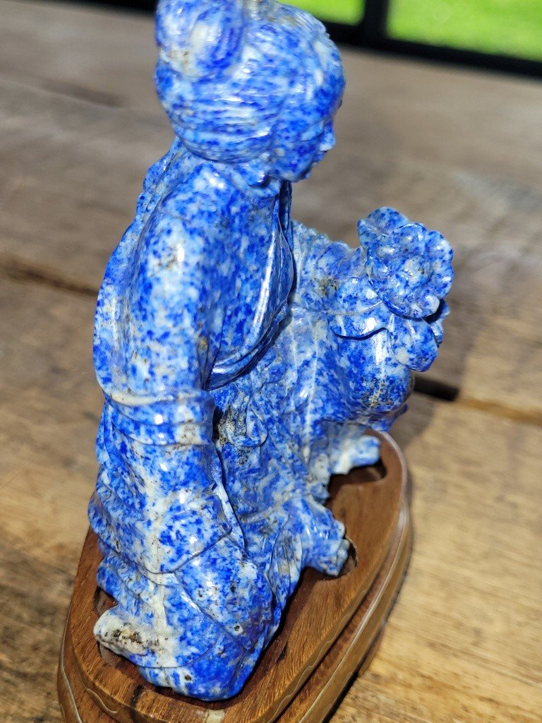 Lapis Lazuli "japanese Flower" Sculpture-photo-5