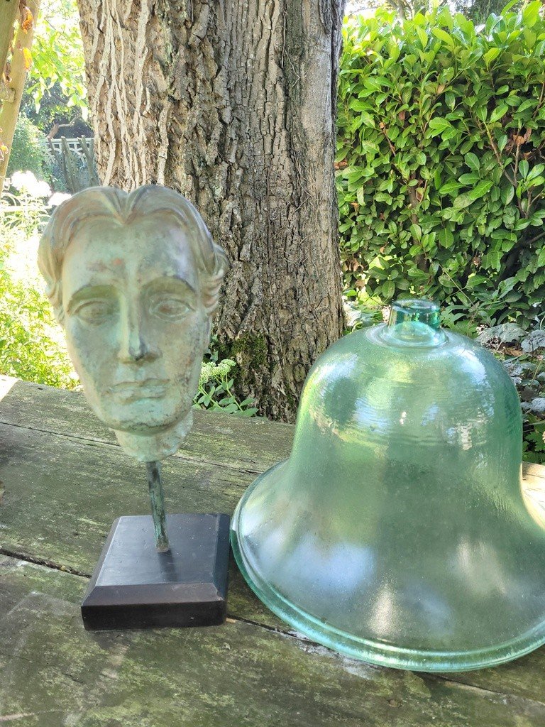  Sculpture en Bronze sur pied &quot; T&ecirc;te d&#039;homme &quot; Epoque Art D&eacute;co-photo-2