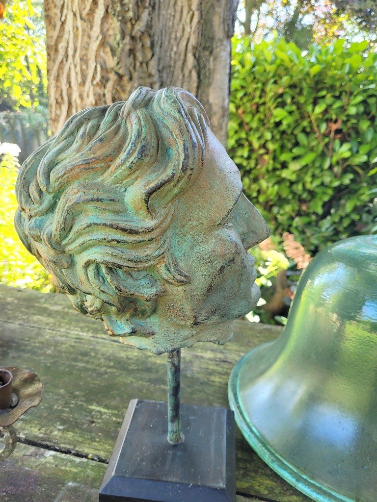  Sculpture en Bronze sur pied &quot; T&ecirc;te d&#039;homme &quot; Epoque Art D&eacute;co-photo-4