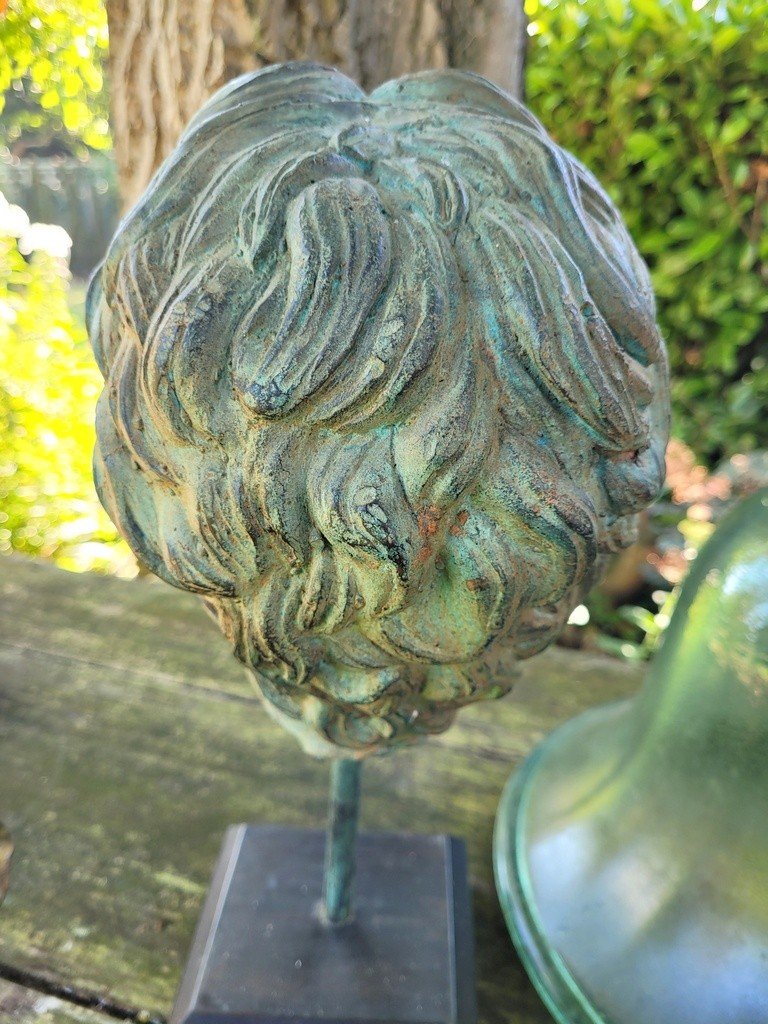  Sculpture en Bronze sur pied &quot; T&ecirc;te d&#039;homme &quot; Epoque Art D&eacute;co-photo-2