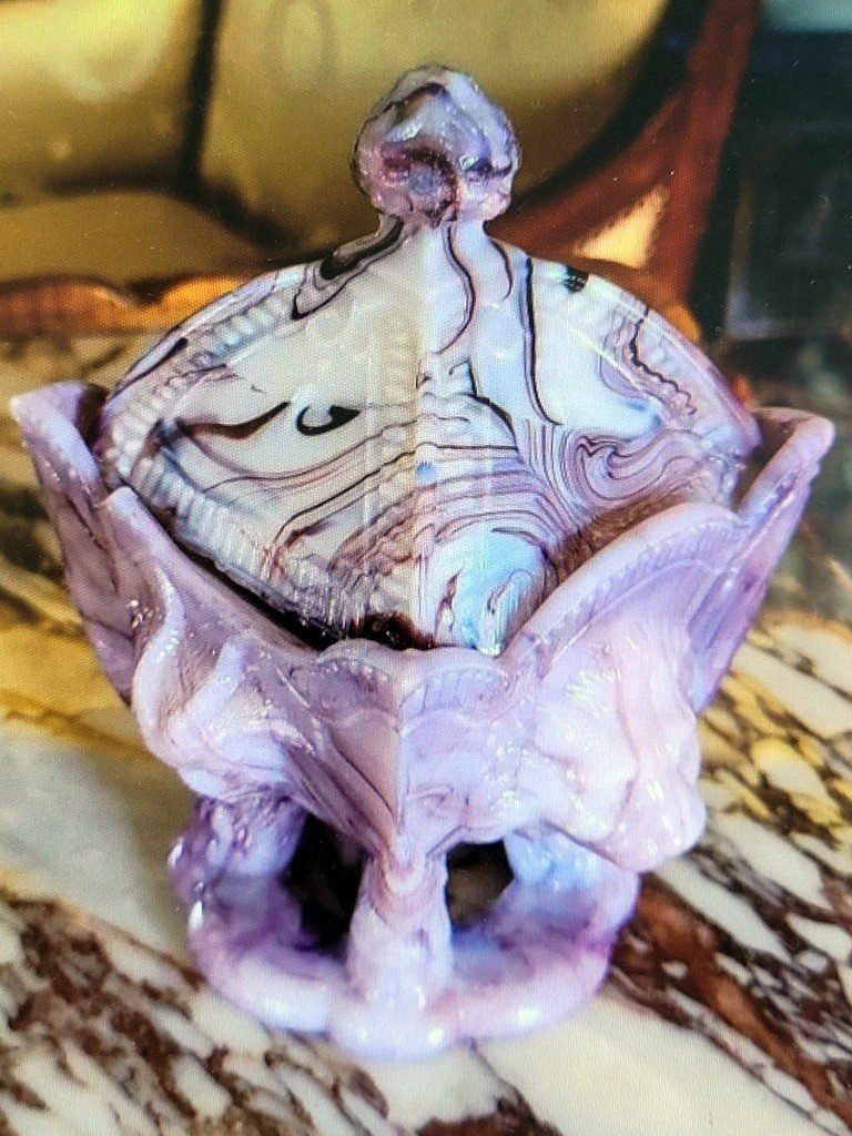 Vallerysthal Candy Box In Marbled Opaline - 19th Century-photo-3