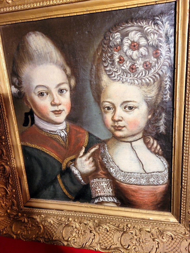 18th Century School - Portrait Of A "man And A Woman" Oil On Canvas-photo-2