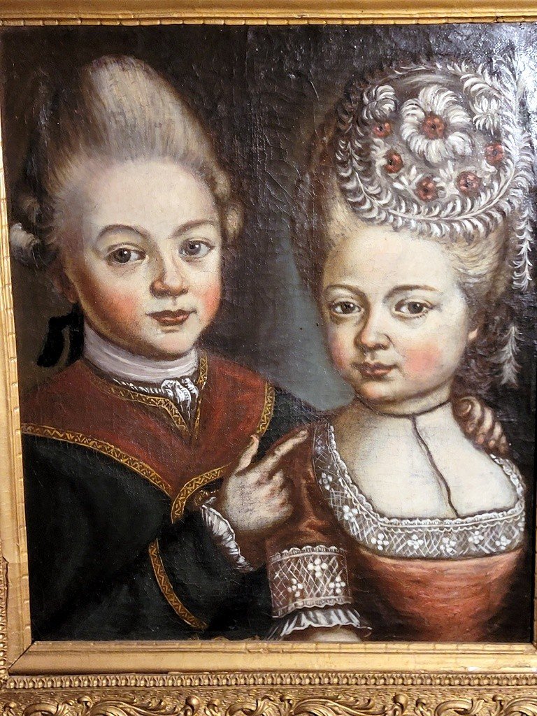 18th Century School - Portrait Of A "man And A Woman" Oil On Canvas-photo-3