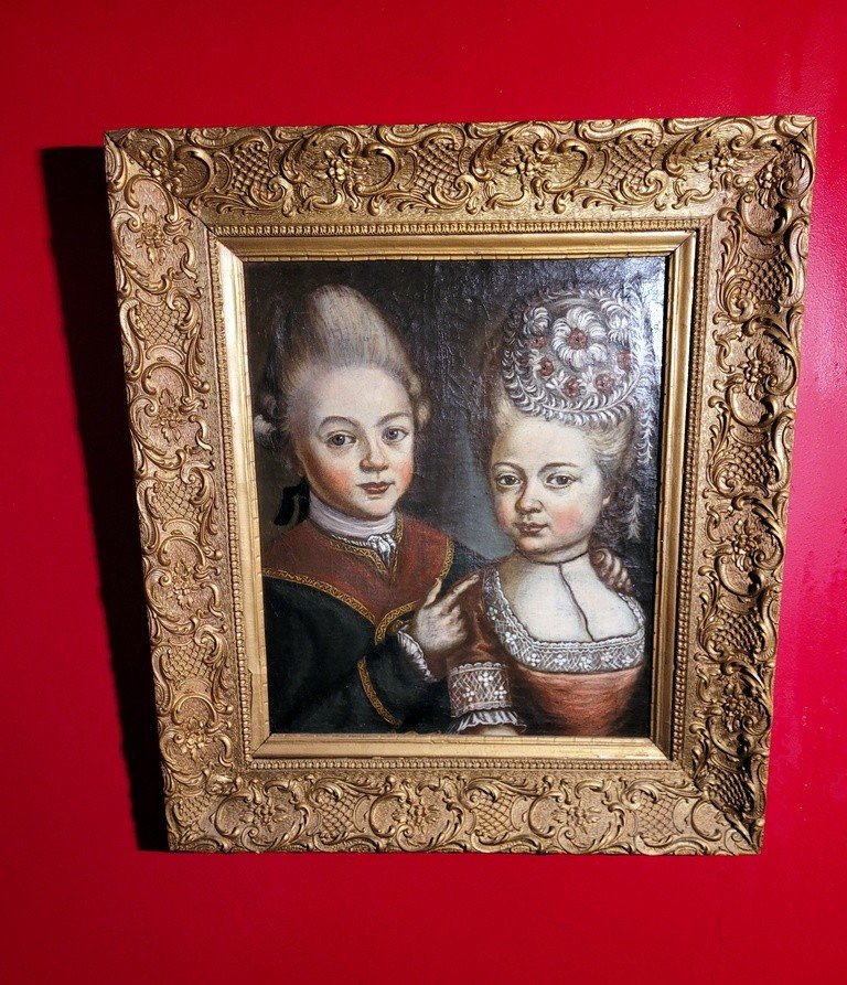 18th Century School - Portrait Of A "man And A Woman" Oil On Canvas