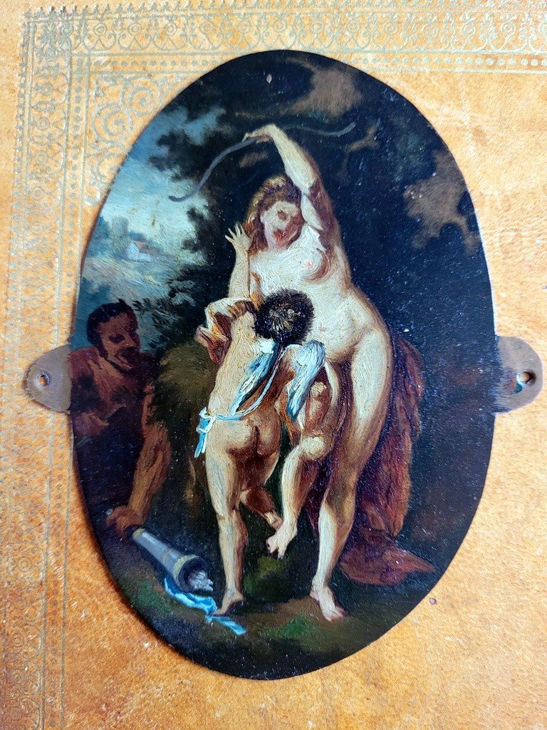 Medallion With Painting On Copper - Allegory Of Love - 18th Century