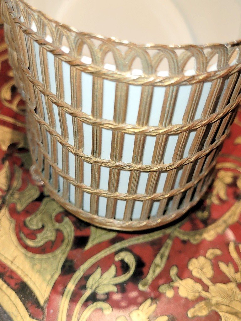 Old Louis XVI Jardiniere In Bronze And Porcelain - 19th Century-photo-1