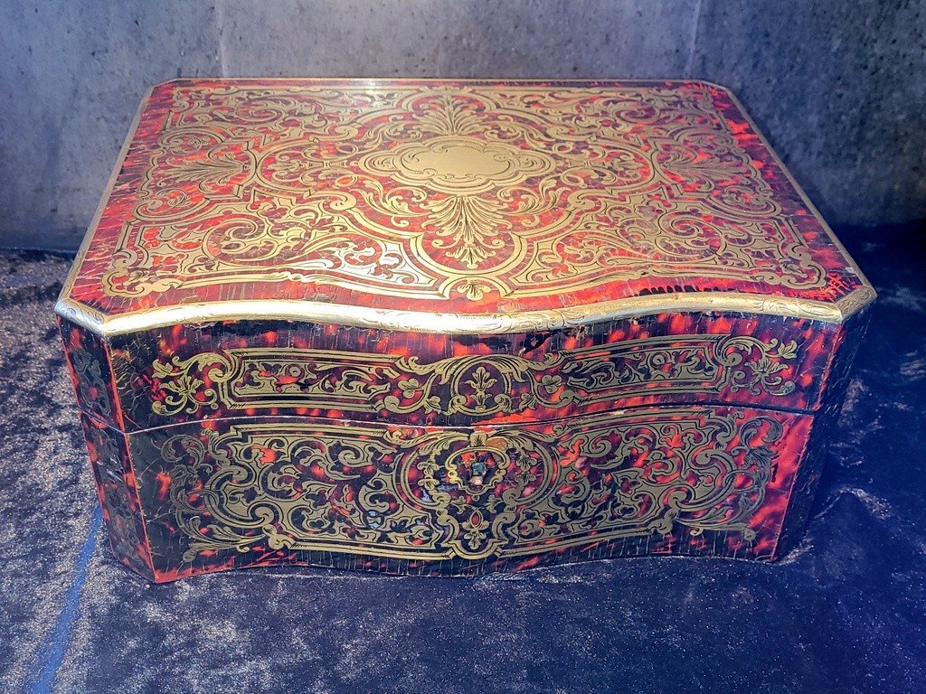 Coffret en Marqueterie Boulle - XIXe Si&egrave;cle-photo-3