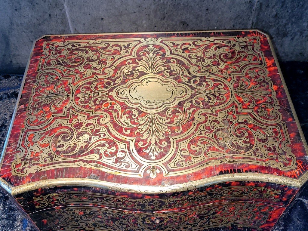 Coffret en Marqueterie Boulle - XIXe Si&egrave;cle-photo-1