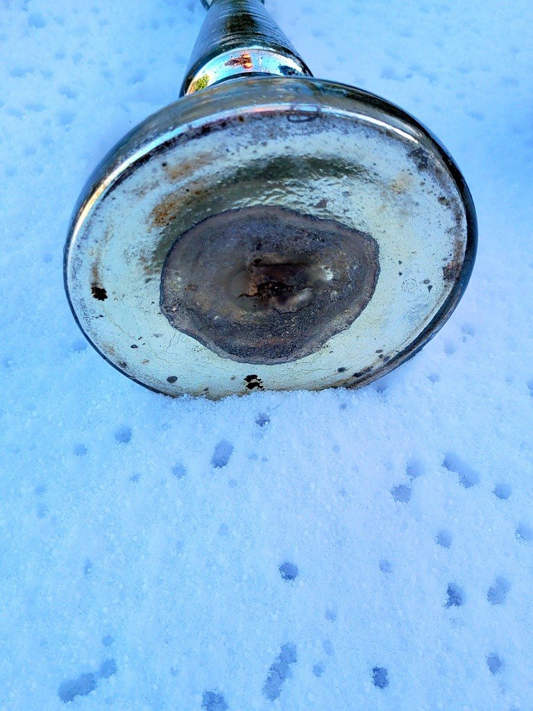 Grand Bougeoir en Verre  &eacute;glomis&eacute; du XIXe Si&egrave;cle -photo-2