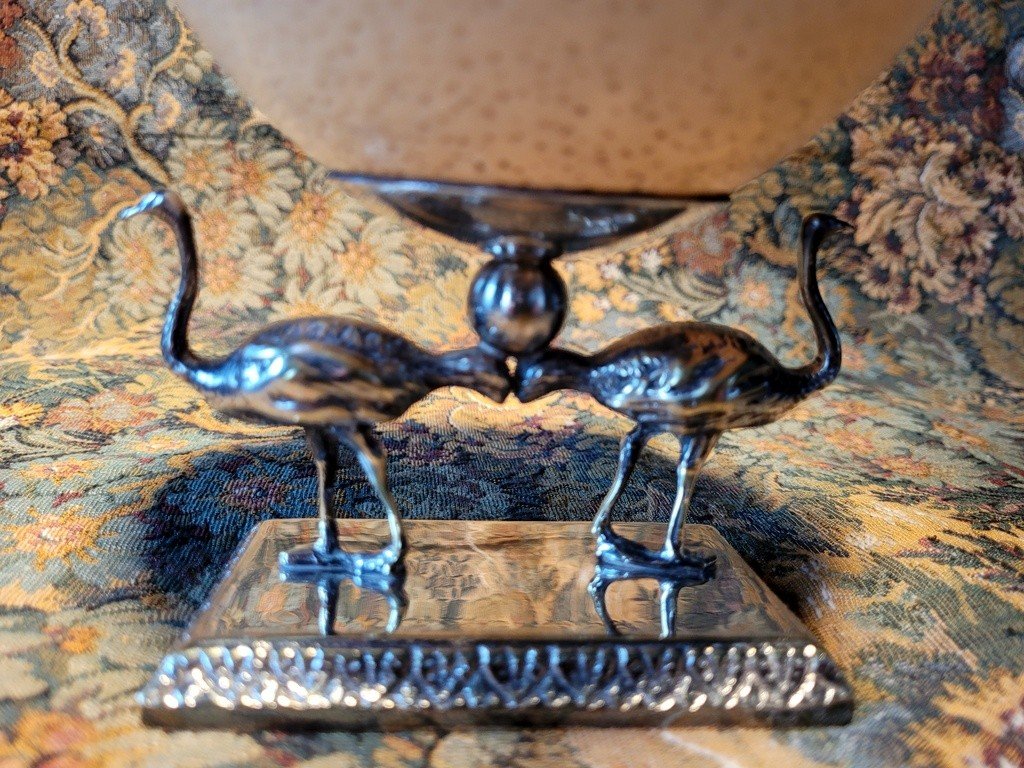 Ostrich Egg Cup On Foot In Silvered Bronze - 19th Century -photo-4